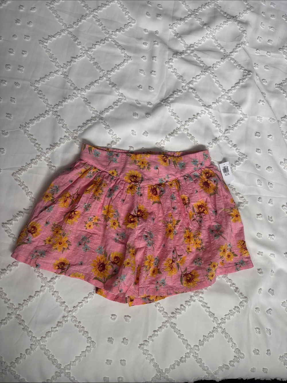 Sunflower Print Pink Girl’s Flowy Shorts - Lightweight Summer Style